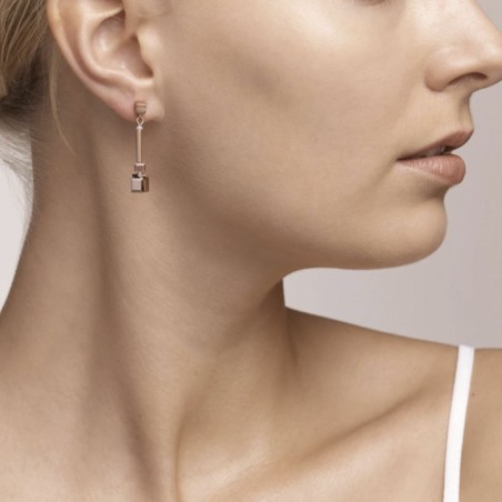 Boucles d'oreille Femme Pendantes GeoCUBE® frontline Acier Doré Rose