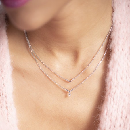 Collier femme solitaire essentielle la garçonne argent 925/1000 et diamant – colliers femme