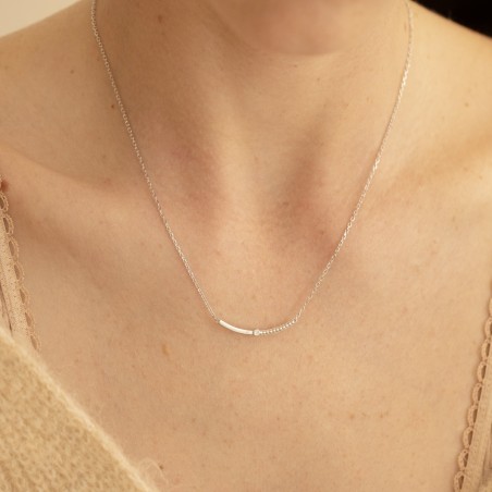 Collier femme solitaire indécise la garçonne argent 925/1000 et diamant – colliers femme