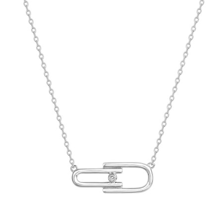 Collier femme solitaire évidence  la garçonne argent 925/1000 et diamant – colliers femme