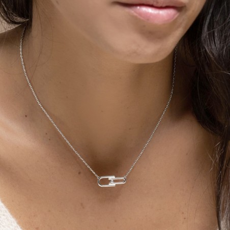 Collier femme solitaire évidence  la garçonne argent 925/1000 et diamant – colliers femme