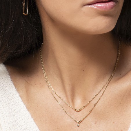 Collier femme solitaire essentielle la garçonne plaque or et diamant – colliers femme