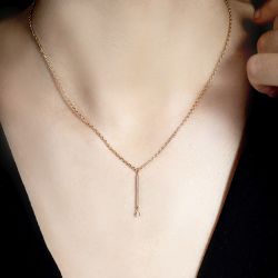 Collier femme solitaire essentielle la garçonne plaque or et diamant - colliers-femme - edora - 2