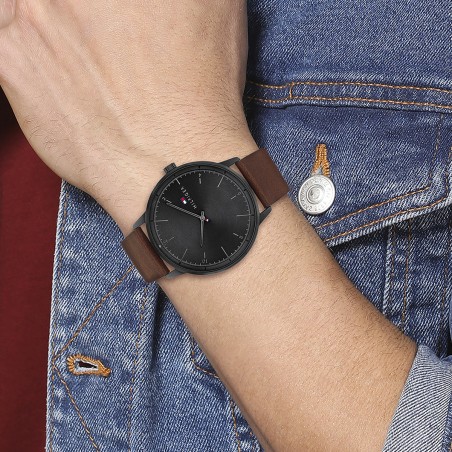 Montre homme hendrix tommy hilfiger cuir brun  – montres homme