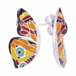 Boucles d'oreilles Femme Papillon UNA STORIA ARGENT 925/1000 Laqué Multicolore et Oxydes
