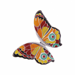Collier Pendentif Papillon UNA STORIA ARGENT 925/1000 Laqué Multicolore et Oxydes