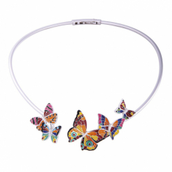 Collier Femme Papillon UNA STORIA ARGENT 925/1000 Laqué Multicolore et Oxydes