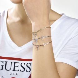 Bracelet femme  guess lune métal doré et strass - bracelets-femme - edora - 2