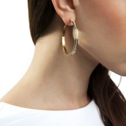 Boucles d'oreilles femme créoles guess métal doré et strass - boucles-d-oreilles-femme - edora - 1