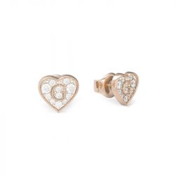 Boucles d'oreilles femme puces guess cœurs métal doré rose et strass - boucles-d-oreilles-femme - edora - 0