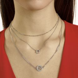 Collier femme guess equilibre métal argenté et strass  - colliers-femme - edora - 2