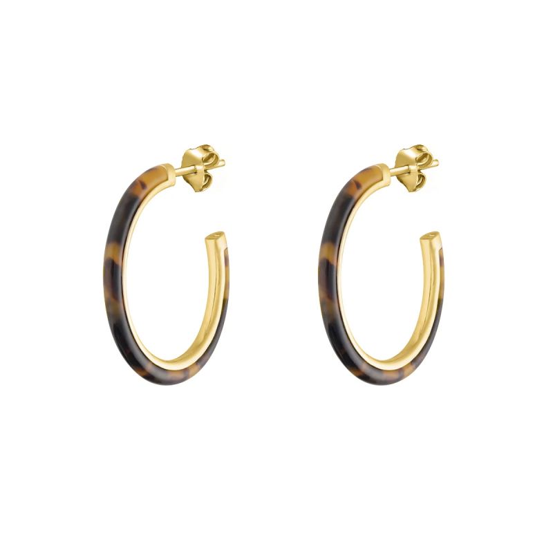 Boucles d'oreilles femme créoles enlace agatha laiton plaqué or et résine ecaille - boucles-d-oreilles-femme - edora