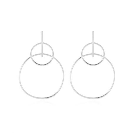 Boucles d’oreilles pendantes argent, or, perles & or blanc femme - pendantes - edora - 1