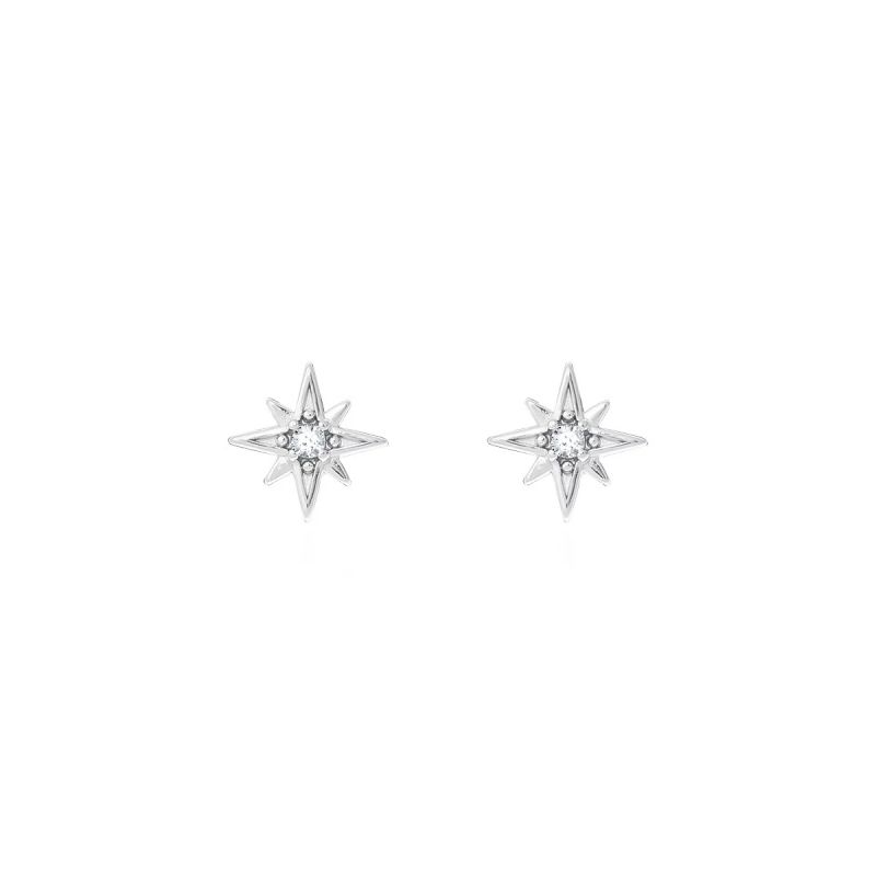 Boucles d'oreilles femme puces etoiles agatha argent 925/1000 et oxydes 02320432-136-tu - puces - edora