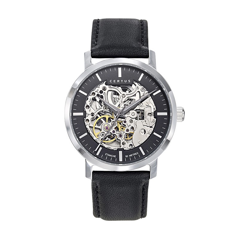 Montre homme automatique certus cuir noir - automatiques - edora