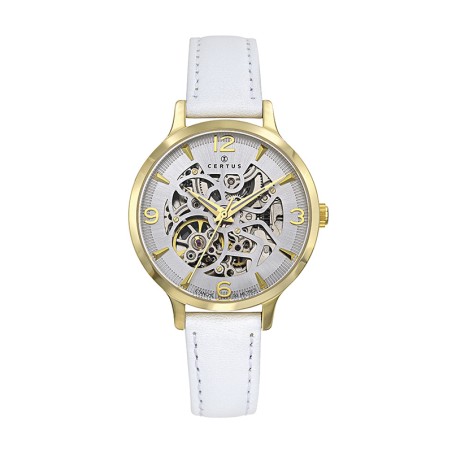 Montre femme automatique certus cuir blanc – automatiques