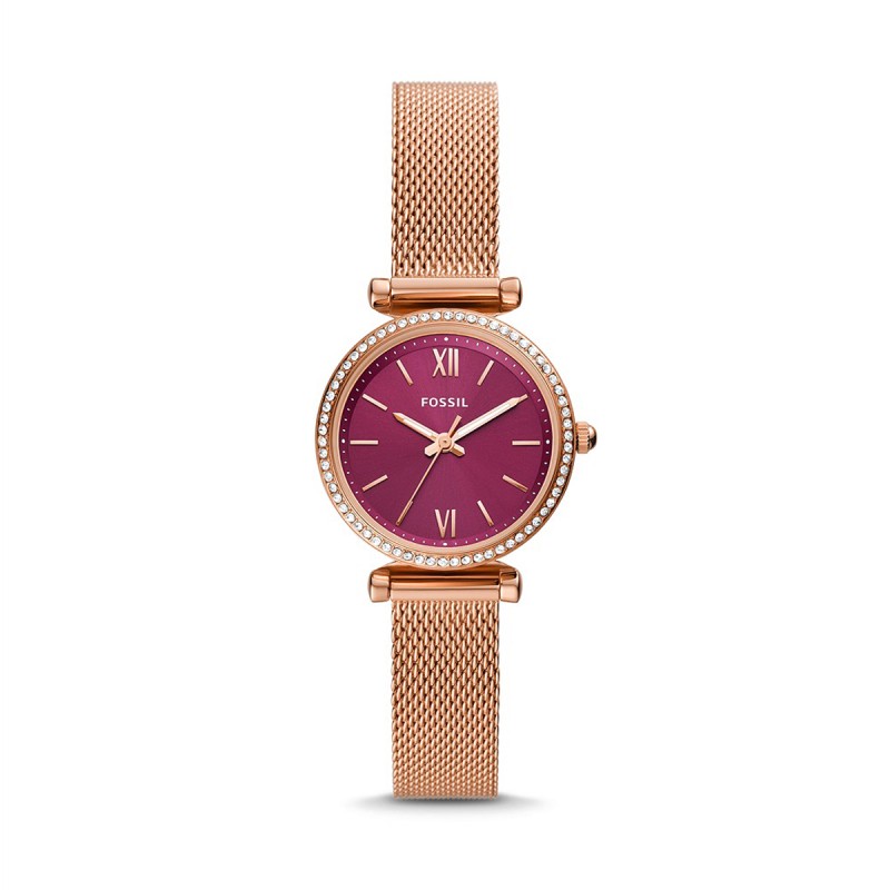 Montre femme fossil carlie mini acier doré rose - montres-femme - edora
