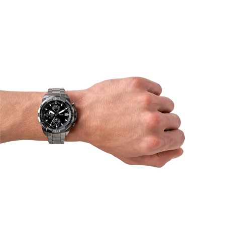 Montre homme chronographe fossil bronson acier gris anthracite – chronographes