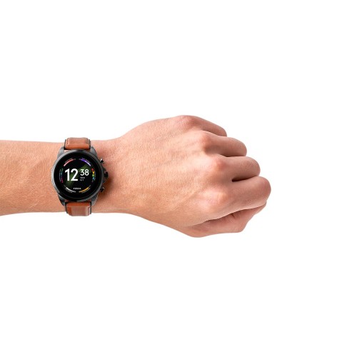 Montre homme connectée fossil 6ème génération cuir marron - connectees -  edora