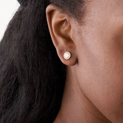 Boucles d'oreilles femme  puces fossil glitz acier doré rose et oxydes - imports - edora - 2