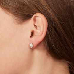 Boucles d'oreilles femme  puces fossil glitz acier doré rose et oxydes - imports - edora - 3