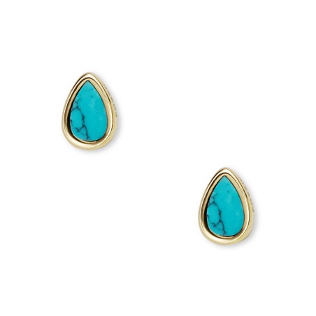 Boucles d'oreilles femme puces fossil val tranquil summer acier doré et turquoises – puces