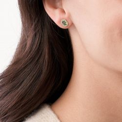 Boucles d'oreilles femme puces fossil val holiday sparkles acier doré, nacres et oxydes - puces - edora - 2