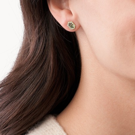 Boucles d'oreilles femme puces fossil val holiday sparkles acier doré, nacres et oxydes – puces