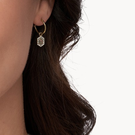 Boucles d'oreilles femme créoles fossil val holiday sparkles acier doré, nacres et oxydes – créoles
