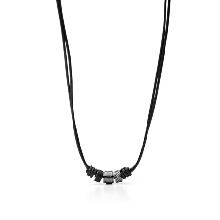 Collier homme fossil cuir noir  – colliers homme