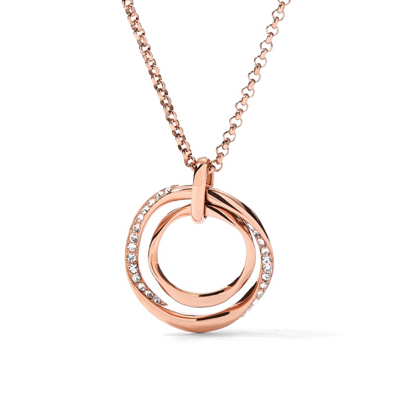 Collier femme fossil sutton twist acier doré rose et oxydes - colliers-femme  - edora