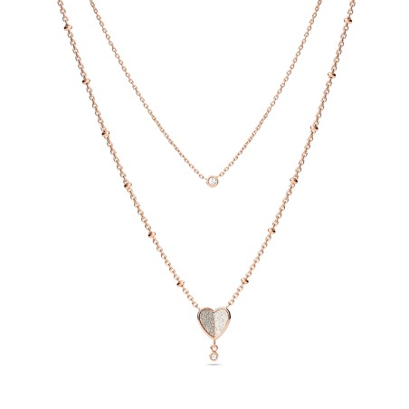 Collier femme fossil sutton flutter hearts acier doré rose et oxyde – colliers femme