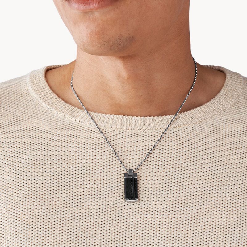 Fossil Collier En Acier Inoxydable Pour Hommes Avec Fermoir