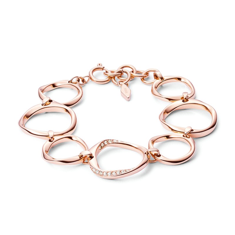 Bracelet femme fossil sutton twist acier doré rose - bracelets-femme - edora