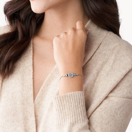 Bracelet femme fossil val mosaic  acier argenté et nacres  – bracelets femme
