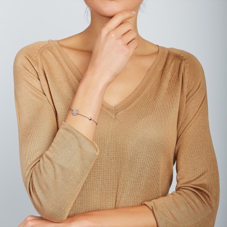 Bracelet femme fossil sutton halo acier doré rose et oxydes – bracelets femme