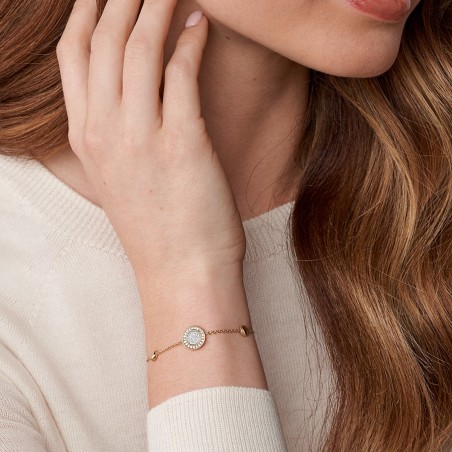 Bracelet femme fossil sutton halo acier doré rose et oxydes – bracelets femme