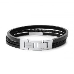 Bracelet homme cuir, argent, perle - bracelet homme tendance (6) - bracelets-homme - edora - 2