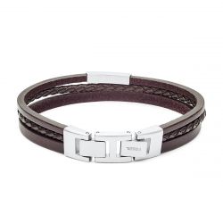Bracelet or & argent, bracelet plaqué or, bracelet cuir & tissu (51) - bracelets-homme - edora - 2