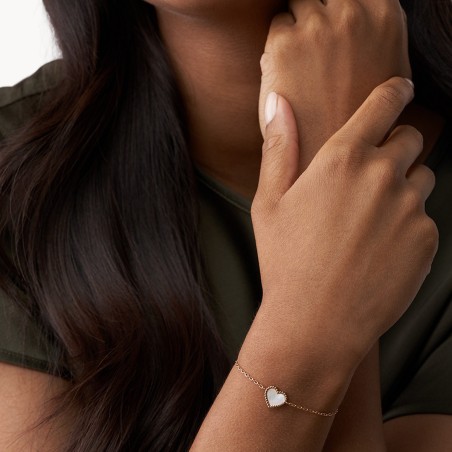 Bracelet femme fossil val i heart you acier doré rose et nacre – bracelets femme