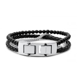Bracelet homme cuir, argent, perle - bracelet homme tendance (10) - bracelets-homme - edora - 2
