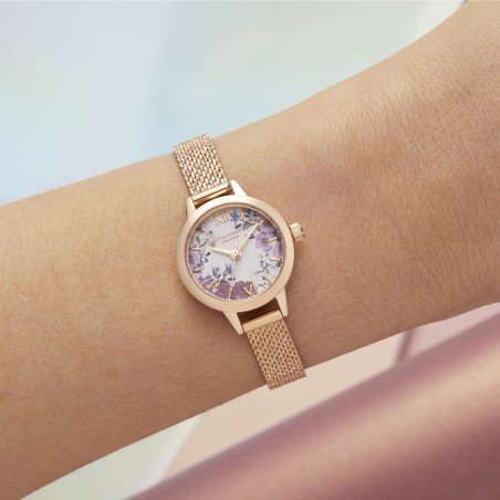 Montre femme olivia burton british bloom acier doré rose – montres femme