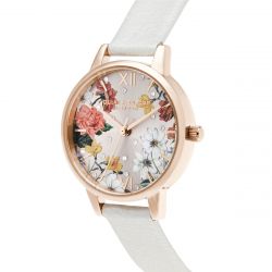 Montre femme olivia burton sparkle florals cuir blanc - montres-femme - edora - 1