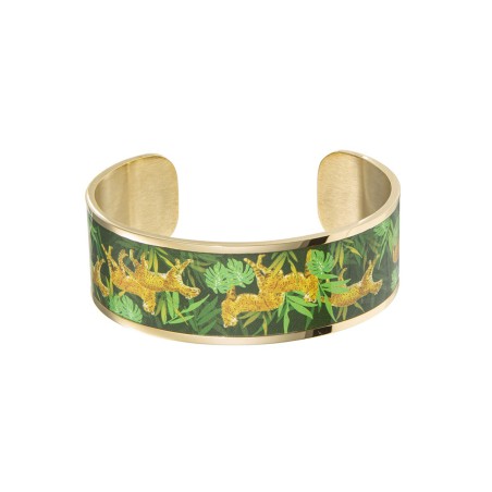 Bracelet femme manchette louise's garden léopard acier doré  – manchettes