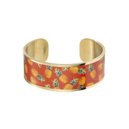 Bracelet femme manchette louise's garden ananas acier doré – manchettes