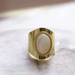 Bague femme emma et chloé agnÈs laiton doré et nacre - bagues-femmes - edora - 1