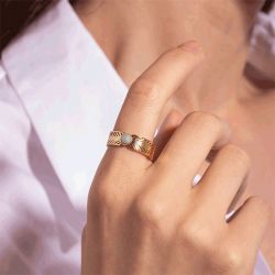 Bague femme emma et chloé daphnee laiton doré et quartz - bagues-femmes - edora - 1