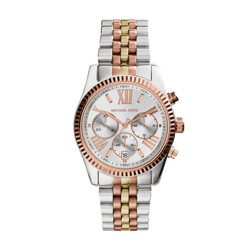 Montre femme chronographe michael kors lexington acier bicolore  - chronographes - edora