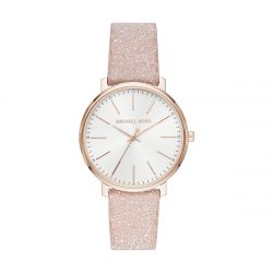 Montre femme michael kors pyper cuir pailleté rose - analogiques - edora - 0