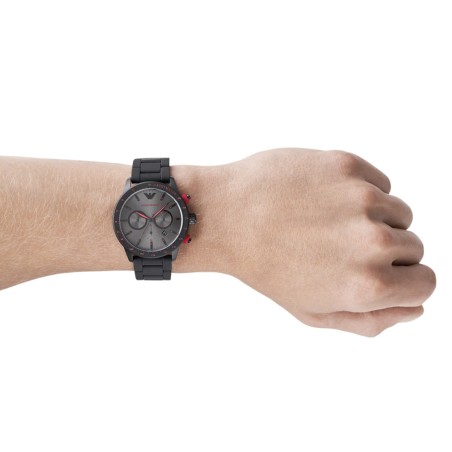 Montre homme chronographe emporio armani mario acier noir  – chronographes